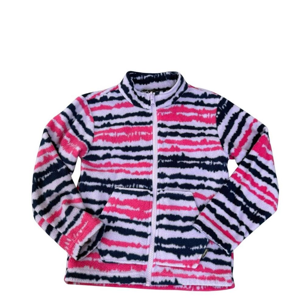 Eddie Bauer girls' full-zip fleece jacket tie-dye stripe pattern size XS 5-6